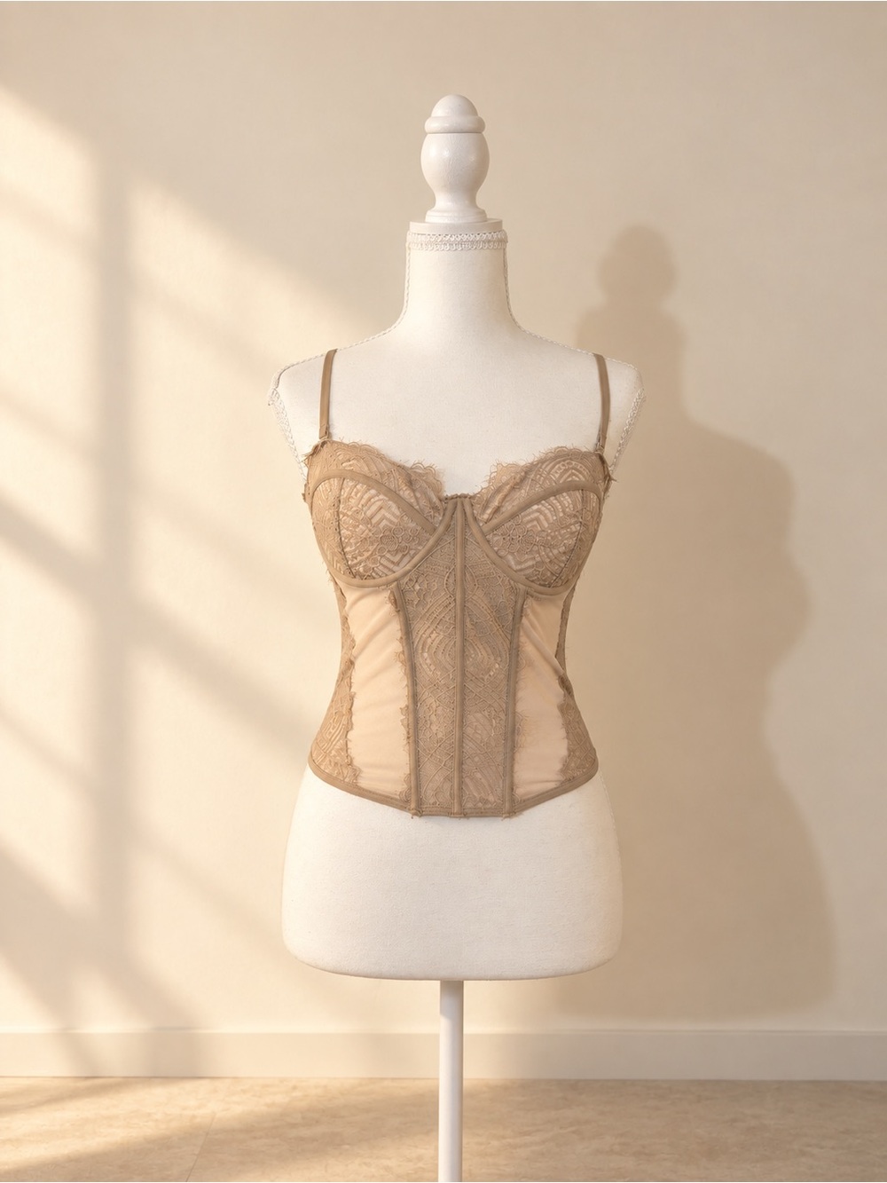 Garage Beige Lace Corset Bustier Top | XS/S | New Without Tags